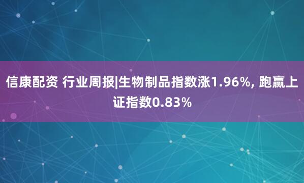 信康配资 行业周报|生物制品指数涨1.96%, 跑赢上证指数0.83%