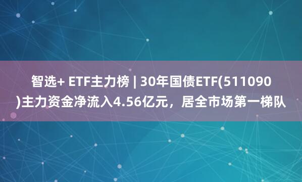 智选+ ETF主力榜 | 30年国债ETF(511090)主力资金净流入4.56亿元，居全市场第一梯队