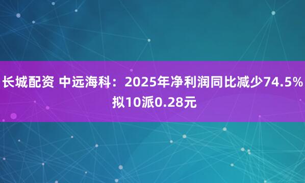 长城配资 中远海科:2025年净利润同比减少74.5% 拟10派0.28元